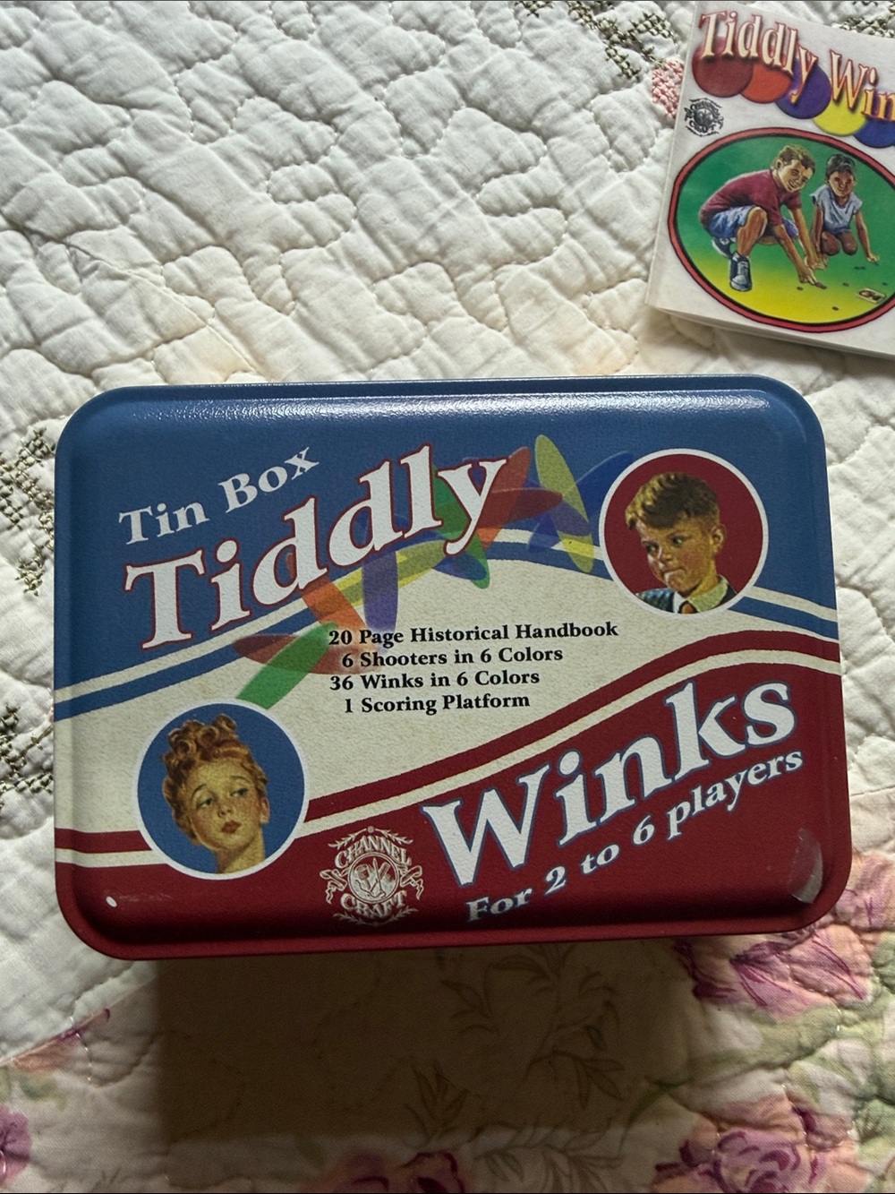 Tiddly Winks Tin Box Game - Blue and Red
